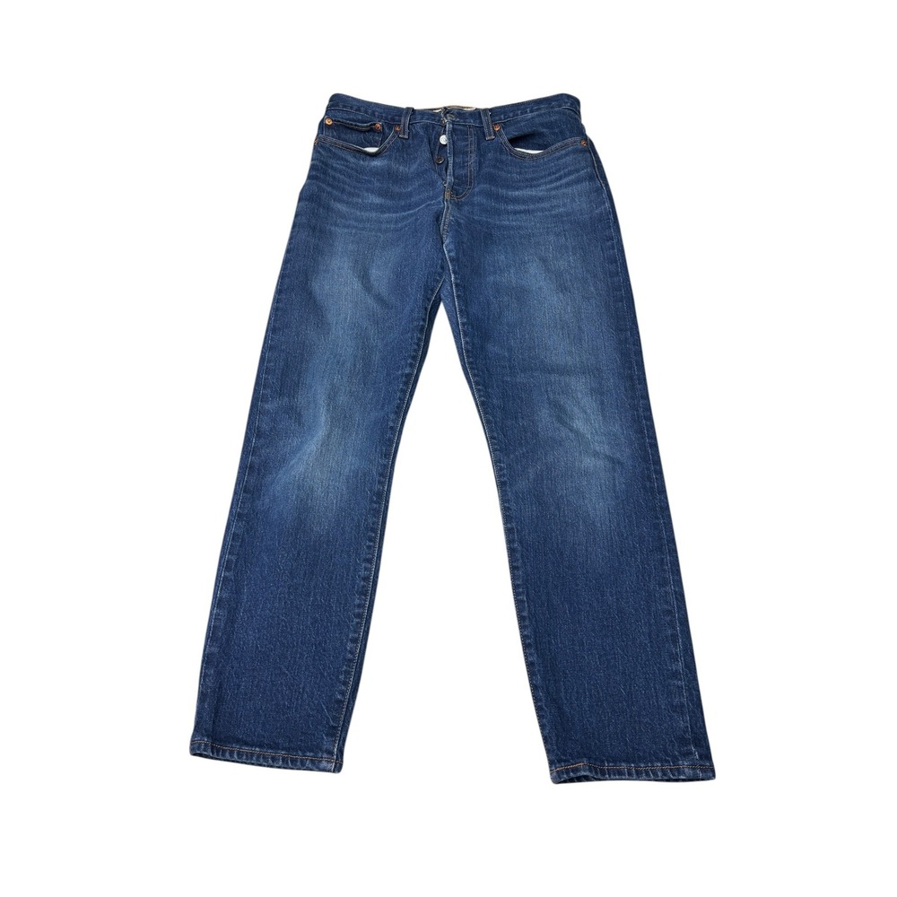 Levis Premium Big E Wedgie Straight Jeans Blue Medium Wash Button Womens 30X27